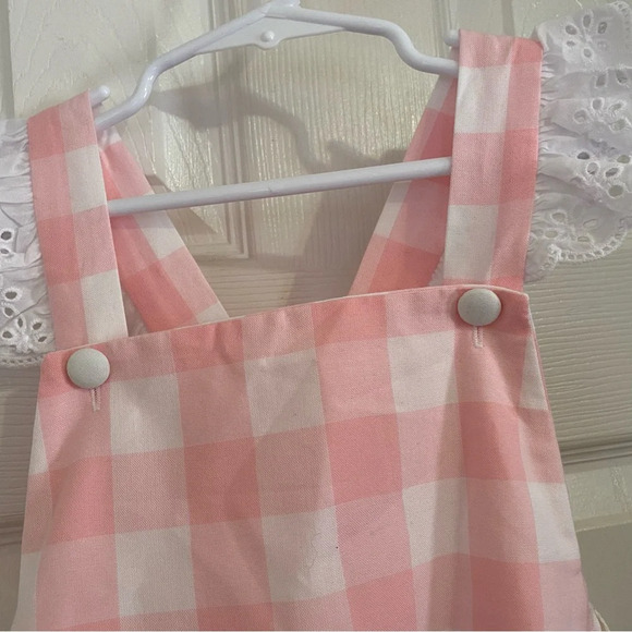 NWT Darling Mae Gingham Ruffle Butt Bubble Romper - Picture 4 of 8